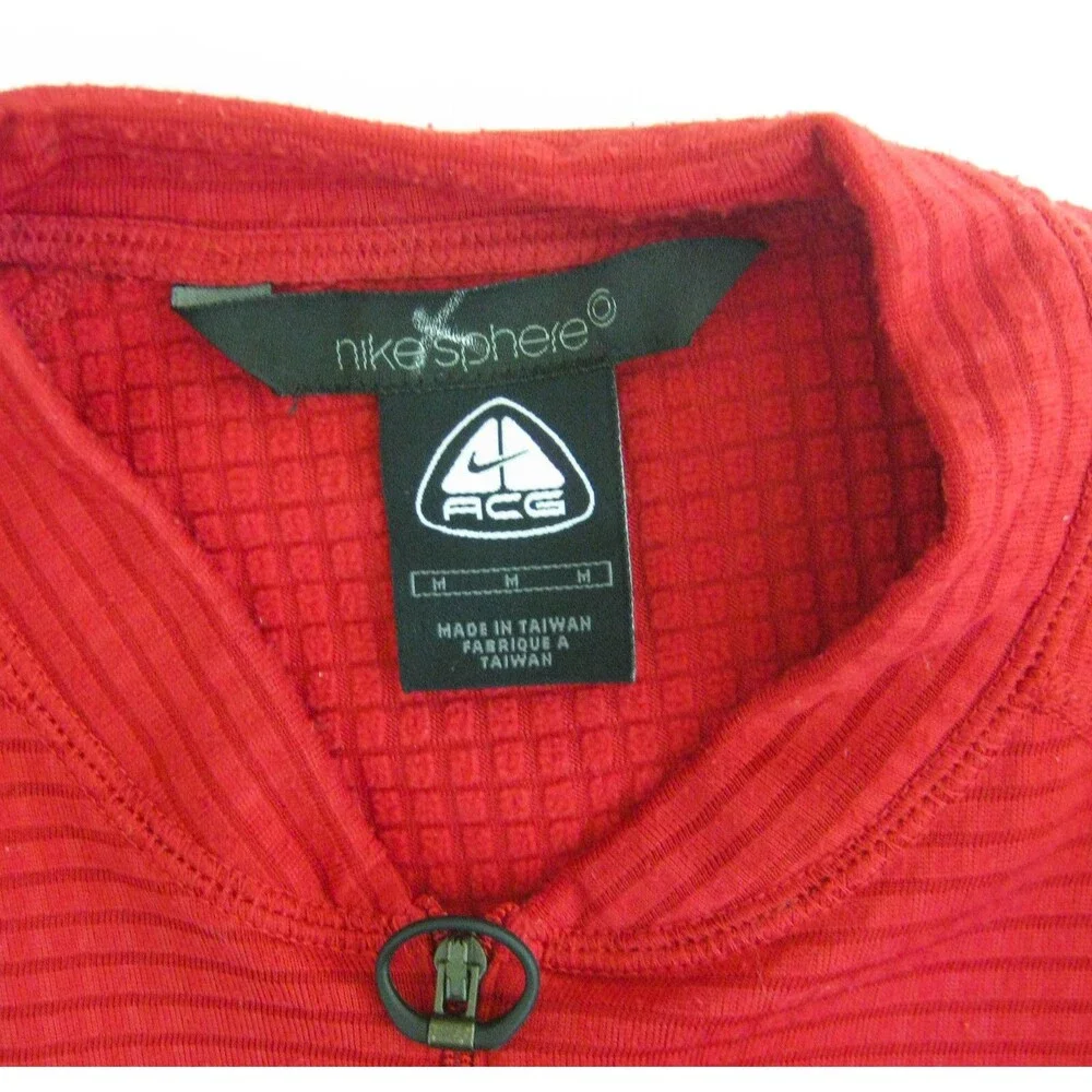 NIKE Sphere ACG Men's (Size Medium) Red Long Sleeve Athletic 3/4 Zip Shirt Top